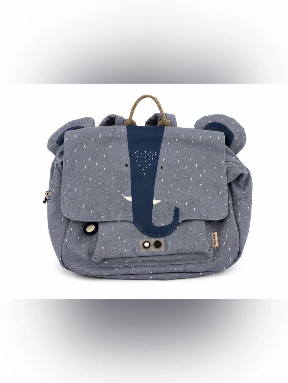 Gray Blue Elephant Kids Satchel Backpack